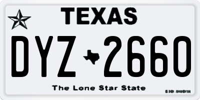 TX license plate DYZ2660