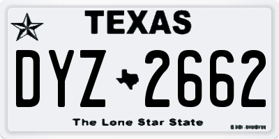 TX license plate DYZ2662