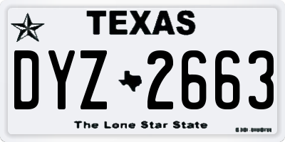 TX license plate DYZ2663