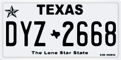 TX license plate DYZ2668