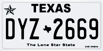 TX license plate DYZ2669