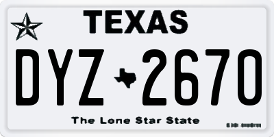 TX license plate DYZ2670