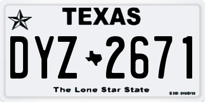 TX license plate DYZ2671