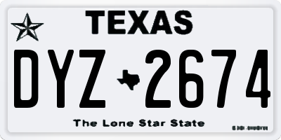 TX license plate DYZ2674