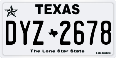 TX license plate DYZ2678