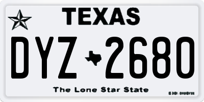 TX license plate DYZ2680