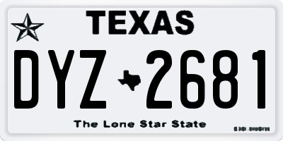 TX license plate DYZ2681