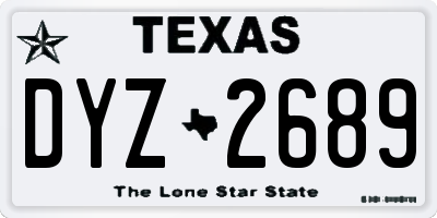TX license plate DYZ2689