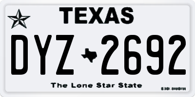 TX license plate DYZ2692