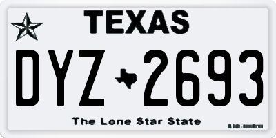 TX license plate DYZ2693