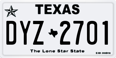 TX license plate DYZ2701