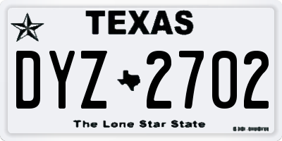 TX license plate DYZ2702