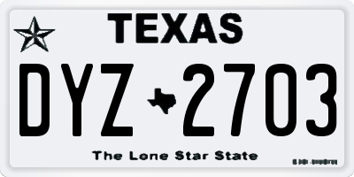 TX license plate DYZ2703