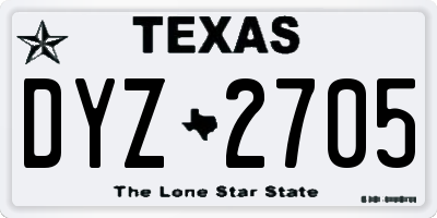 TX license plate DYZ2705