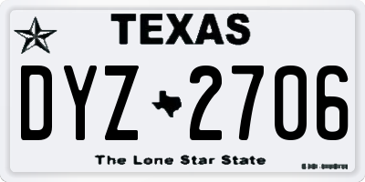 TX license plate DYZ2706