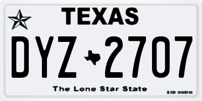 TX license plate DYZ2707