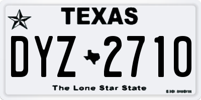 TX license plate DYZ2710