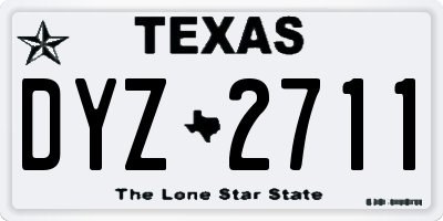 TX license plate DYZ2711