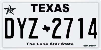TX license plate DYZ2714