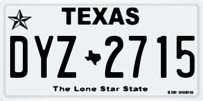 TX license plate DYZ2715