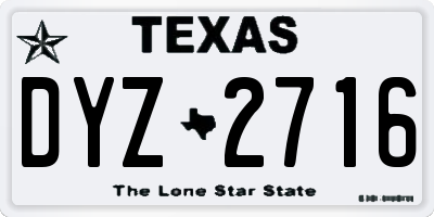 TX license plate DYZ2716