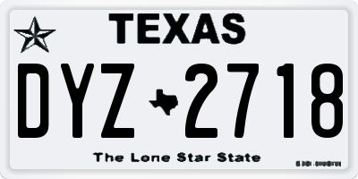 TX license plate DYZ2718