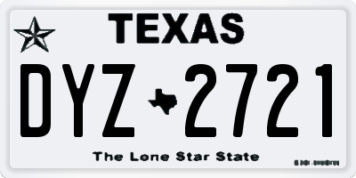 TX license plate DYZ2721