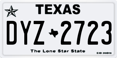 TX license plate DYZ2723