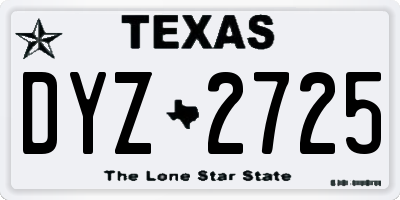 TX license plate DYZ2725