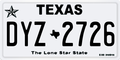 TX license plate DYZ2726