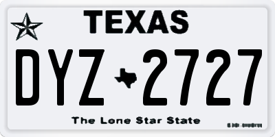 TX license plate DYZ2727