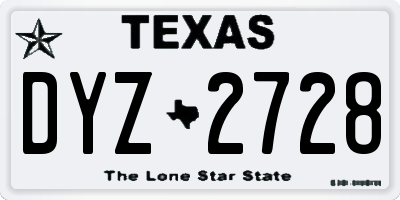 TX license plate DYZ2728