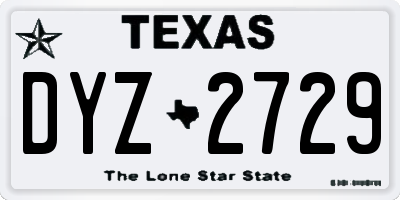 TX license plate DYZ2729