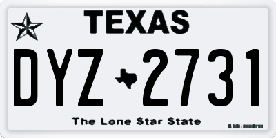 TX license plate DYZ2731