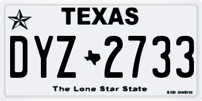 TX license plate DYZ2733