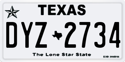 TX license plate DYZ2734