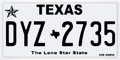 TX license plate DYZ2735