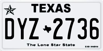 TX license plate DYZ2736