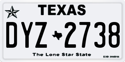 TX license plate DYZ2738