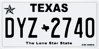TX license plate DYZ2740