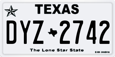 TX license plate DYZ2742
