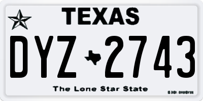 TX license plate DYZ2743