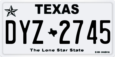 TX license plate DYZ2745