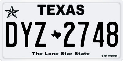 TX license plate DYZ2748
