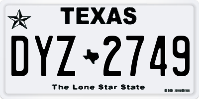 TX license plate DYZ2749