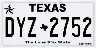 TX license plate DYZ2752