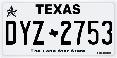 TX license plate DYZ2753