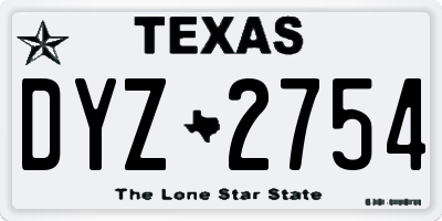 TX license plate DYZ2754