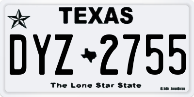 TX license plate DYZ2755