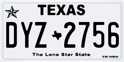 TX license plate DYZ2756